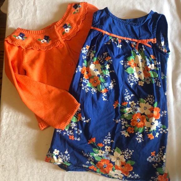 navy blue with orange dress